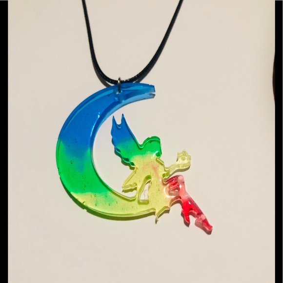Handmade Autism Awareness colored Fairy necklace - Picture 6 of 7